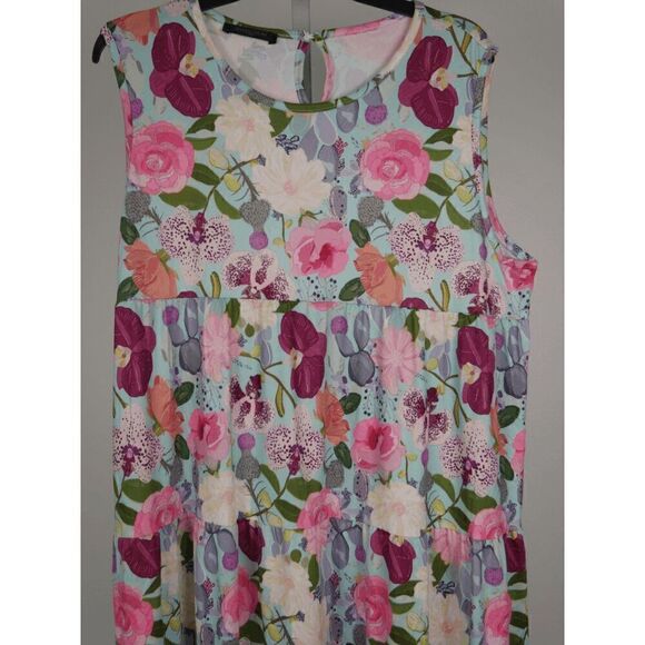 Women's Blue & Pink Floral Sleeveless Dress XL - Picture 3 of 9